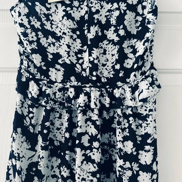 RAMY BROOK NEW YORK Navy & White Floral Sleeveless Ruffle Hem Dress – Size 4 - Picture 9 of 10